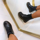 BOTTINES À TALONS FAÇON CUIR 6010-89 - NOIR/PU