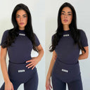 UNIQUE THE LABEL NENA SHORT SLEEVE TOP DEEP DARK NAVY