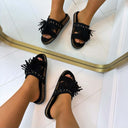 BASIC FRINGE SLIPPER OM6622 - SCHWARZ