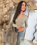 GUESS NEW LONG SLEEVE MINI LOGO TOP W6BI56K6890 - G1H1 TAUPE