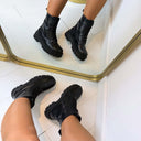 *ACTIE* LEATHER LOOK BOOT DES901 - BLACK