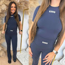 UNIQUE THE LABEL NENA SHORT SLEEVE TOP DEEP DARK NAVY