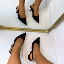 SUEDINE WRAP HEEL LS-5445A - BLACK