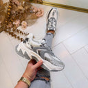 STEVE MADDEN AMPLE SNEAKER 9804 - SILVER/WHT