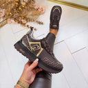 LIU JO MAXI WONDER 01 SNEAKER MONOGRAM SAFFIANO MOKA