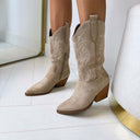 *ACTIE* SUEDINE COWBOY LAARS DE1168-1 - KHAKI/SUE