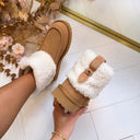 LIU JO JIL 13 COW SUEDE/FUR ANKLE BOOT SF6145 P0306 - COGNAC
