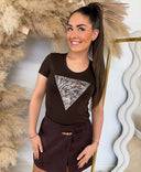 GUESS SS T-SHIRT ZEBRA TRIANGLE W6GI19K3042 G1EB - MARRON