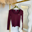 GUESS COLETTE LONGSLEEVE RIB TOP V4BP07K8RT2 - G596 BORDEAUX