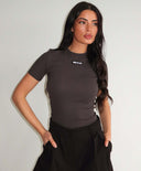 UNIQUE THE LABEL JILL TOP MANCHES COURTES - CHARCOAL