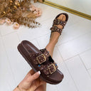 GEKLEURDE STEENTJES SLIPPER LS393 - BROWN