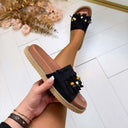 BESTIE FRINGE SLIPPER X5-502 - SCHWARZ