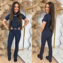 UNIQUE THE LABEL NENA SHORT SLEEVE TOP DEEP DARK NAVY