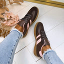 *SALE* STRIPE SNEAKER YY-185 - BROWN