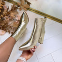 BOTTINE À TALON EN SIMILICUIR 6010-89 - GOLDEN/PU