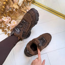 BUFFALO CLD CHAI WARM SNEAKER 18362 - BEIGE/BLACK/LEOPARD