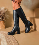 ABBA LEATHER LOOK LAARS A-100 - BLACK