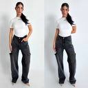 UNIQUE THE LABEL JUNE WIDE LEG JEANS MID GREY