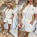 PINNED BY K BADSTOF TERRY JUMPSUIT PALM TREE OFF WHITE