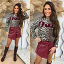 PINNED BY K OVERSIZED LEO SWEATER BROWN/BORDEAUX