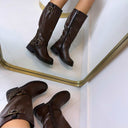 BOTTES À BOUCLES DES698 - MARRON/PU