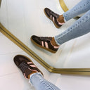 *SALE* STRIPE SNEAKER YY-185 - BROWN