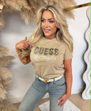 GUESS SS CN SNAKE SCRIPT T-SHIRT W6YI30K4349 - A117 KHAKI
