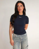 UNIQUE THE LABEL JILL KURZARM-TOP - TIEF DUNKELBLAU