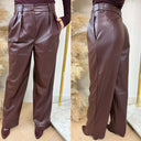 UNIQUE THE LABEL ZIVA LEATHER PANTALON BURGUNDY