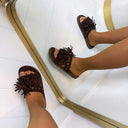 BASIC FRINGE SLIPPER OM6622 - BRAUN