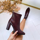 BOTTINE FAÇON CUIR À TALONS 6010-89 - VIN/PU