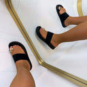 SUEDINE GOLDEN TOE SLIPPER LS-5463A - SCHWARZ