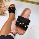 BESTIE FRINGE SLIPPER X5-502 - SCHWARZ