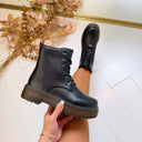 BOTTINES À TALONS FAÇON CUIR 6010-89 - NOIR/PU