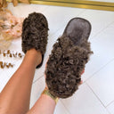 FLUFFY PANTOFFEL 5833-21 - DARK BROWN