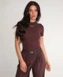 UNIQUE THE LABEL JILL KURZARM-TOP - KAKAO