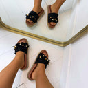 BESTIE FRINGE SLIPPER X5-502 - SCHWARZ