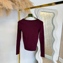 GUESS COLETTE LONGSLEEVE RIB TOP V4BP07K8RT2 - G596 BORDEAUX