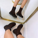 GLAMOUR BOOT A-1000V** - BROWN/LEOPARD