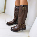 BOTTES À BOUCLES DES698 - MARRON/PU