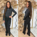 UNIQUE THE LABEL NENA LONGSLEEVE TOP CHARCOAL
