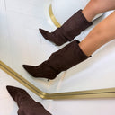 BASIC SUEDINE LAARS MET HAKJE HL-22 - BROWN