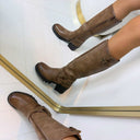 LEATHER LOOK LAARS MET HAK DES809