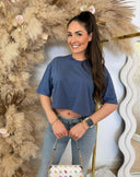 GUESS SS STRASS CROP TOP W6GI42K3582 F73H - BLAU