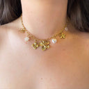 BIG FLOWER PAREL NECKLACE K1067 - GOLD