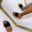 BESTIE FRINGE SLIPPER X5-502 - SCHWARZ