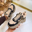 BUFFALO BLISS WARM SNEAKER 18350 - BEIGE/BLACK/LEOPARD