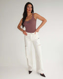 UNIQUE THE LABEL JUNE WIDE LEG JEANS - OFF WHITE