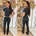 UNIQUE THE LABEL NENA SHORT SLEEVE TOP CHARCOAL