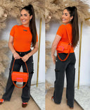 UNIQUE THE LABEL JILL SHORT SLEEVE TOP - ORANGE